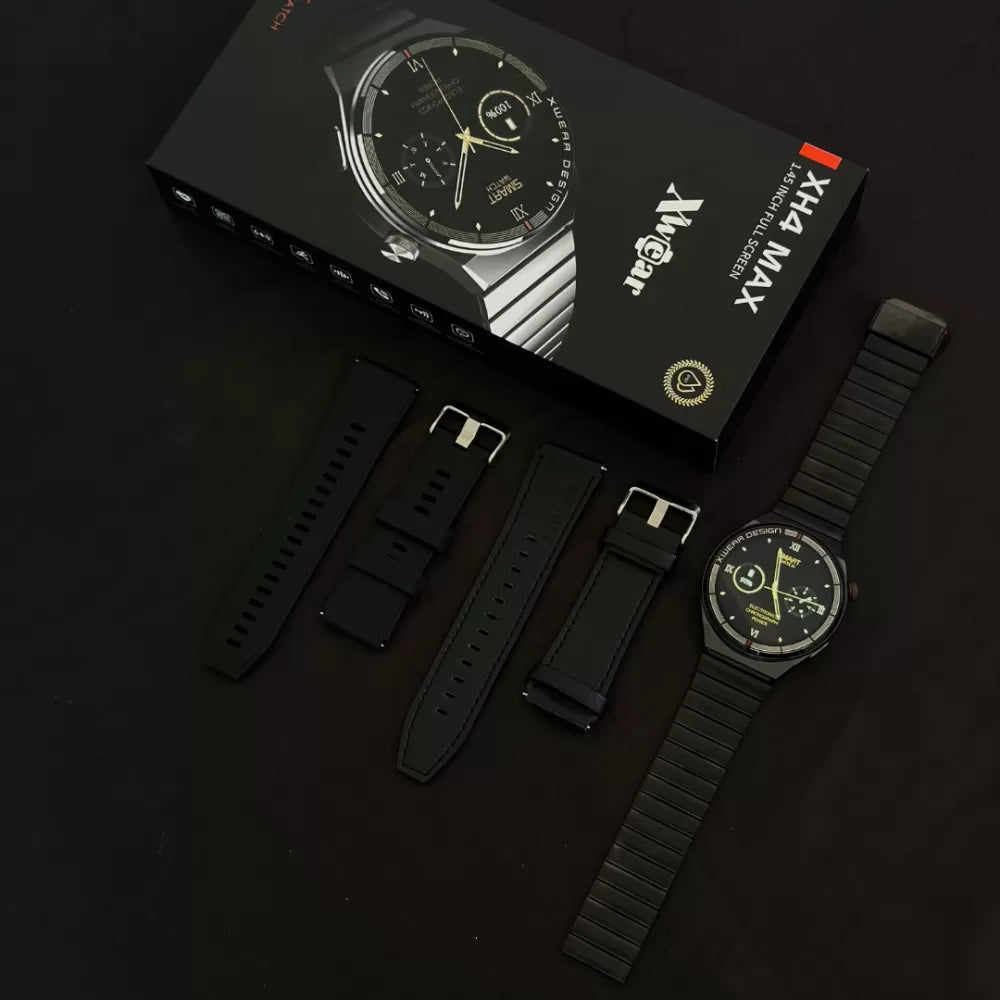 XH4 Max | Smartwatch Executivo com 3 pulseiras