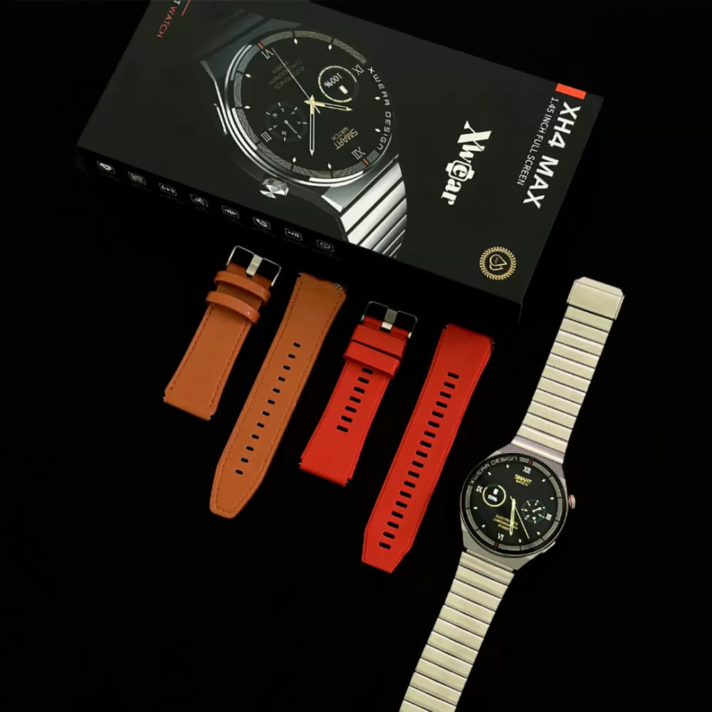 XH4 Max | Smartwatch Executivo com 3 pulseiras